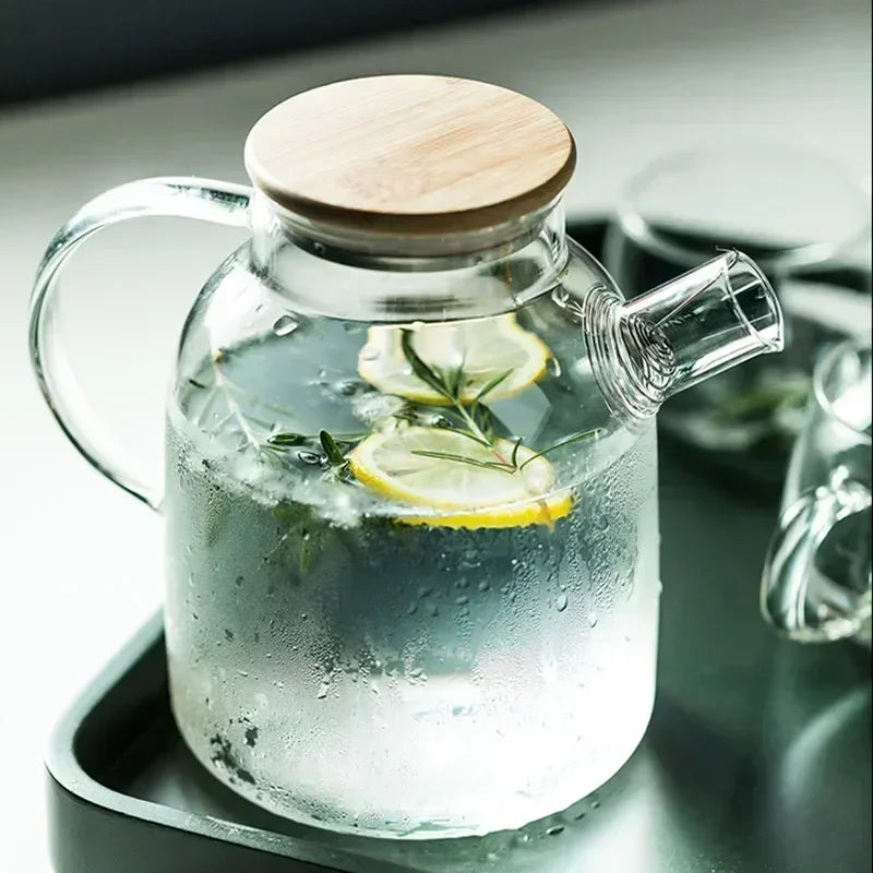 Borosilicate Glass Teapot 1.8L Heat Resistant Bamboo Lid – Caspri