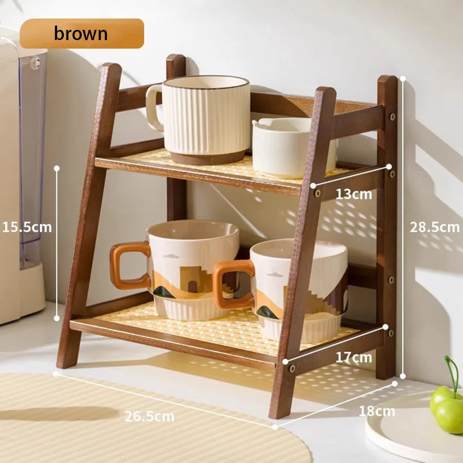 Bamboo Countertop Cup Holder – Compact Kitchen Organiser - Caspri