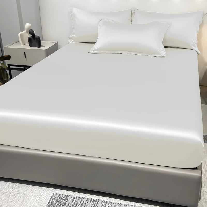 Bedding Set Ice Silk Quilted Bedspread White King - Caspri