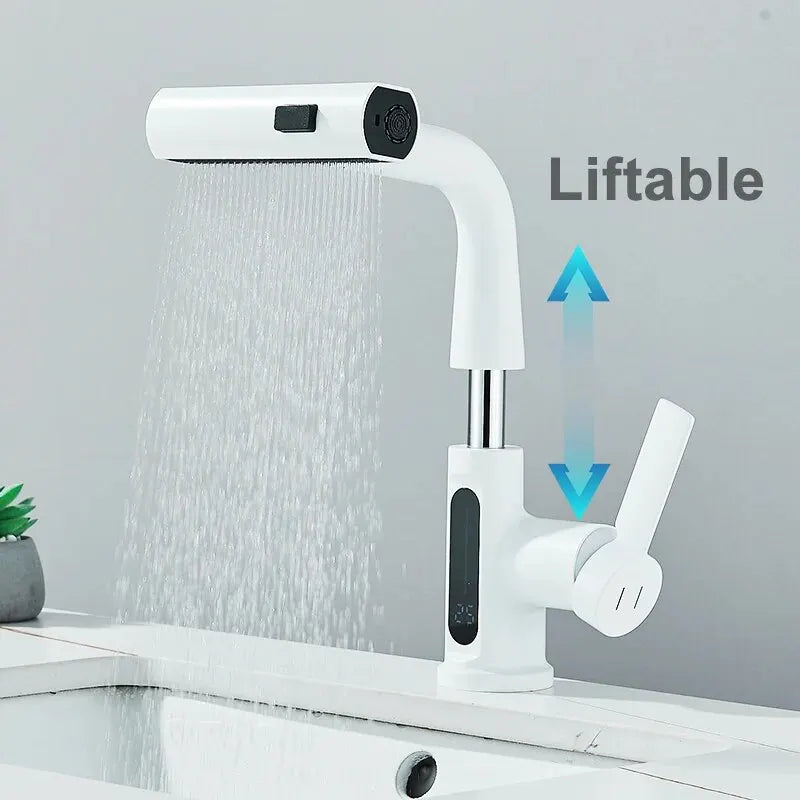 Digital Display Basin Faucet with Pull-Out 3-Way Sprayer – Caspri