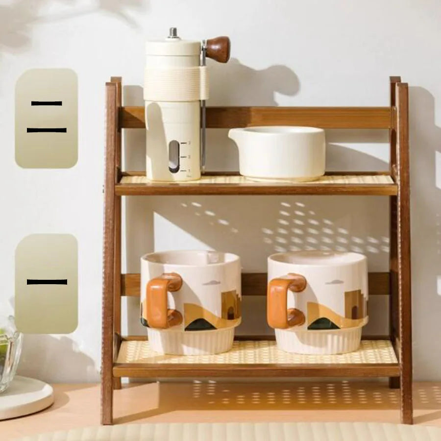 Bamboo Countertop Cup Holder – Compact Kitchen Organiser - Caspri
