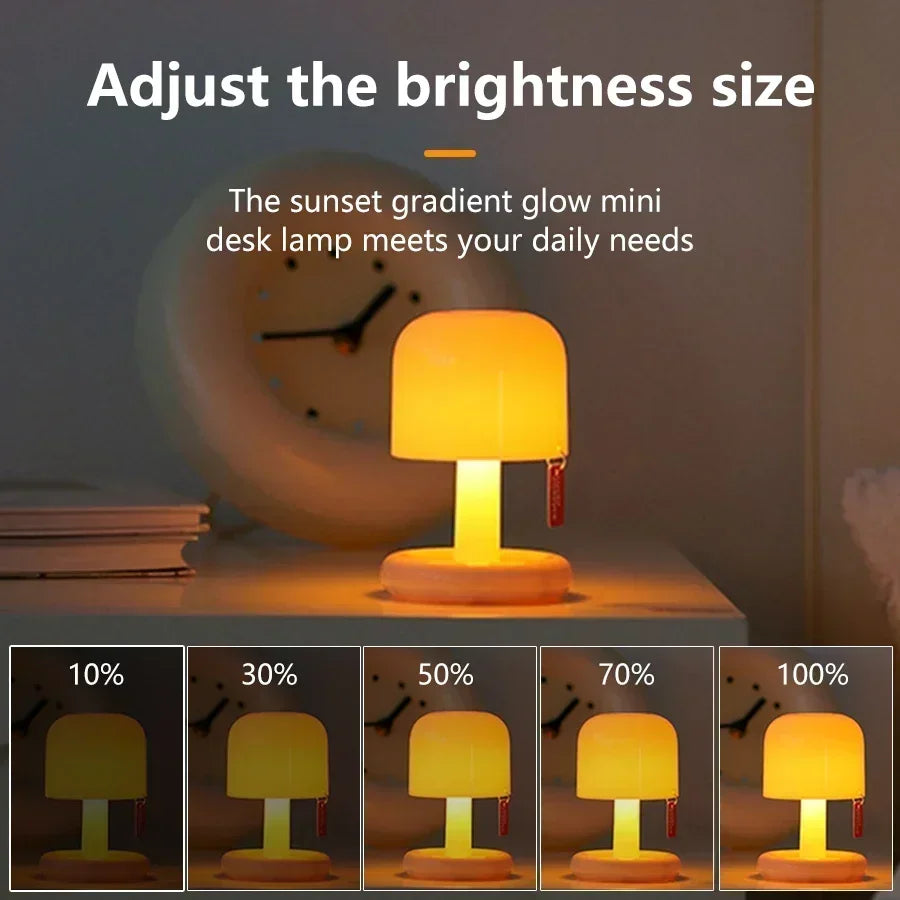 Mini Sunset Lamp USB Rechargeable, Mushroom Style LED Night Light – Caspri
