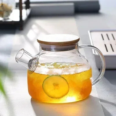 Borosilicate Glass Teapot 1.8L Heat Resistant Bamboo Lid – Caspri
