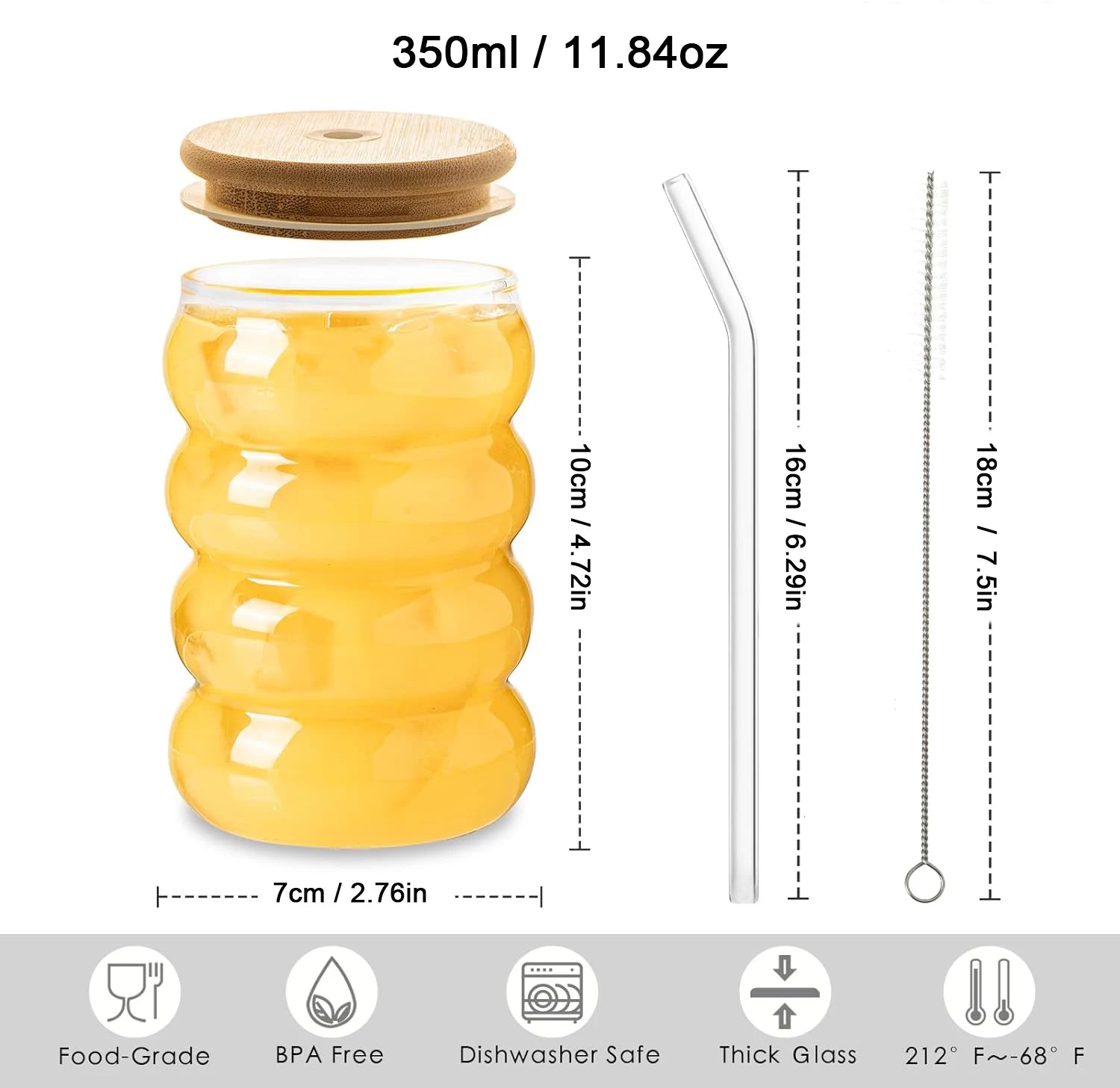 Glass Cup with Straw Heatproof Reusable – Caspri