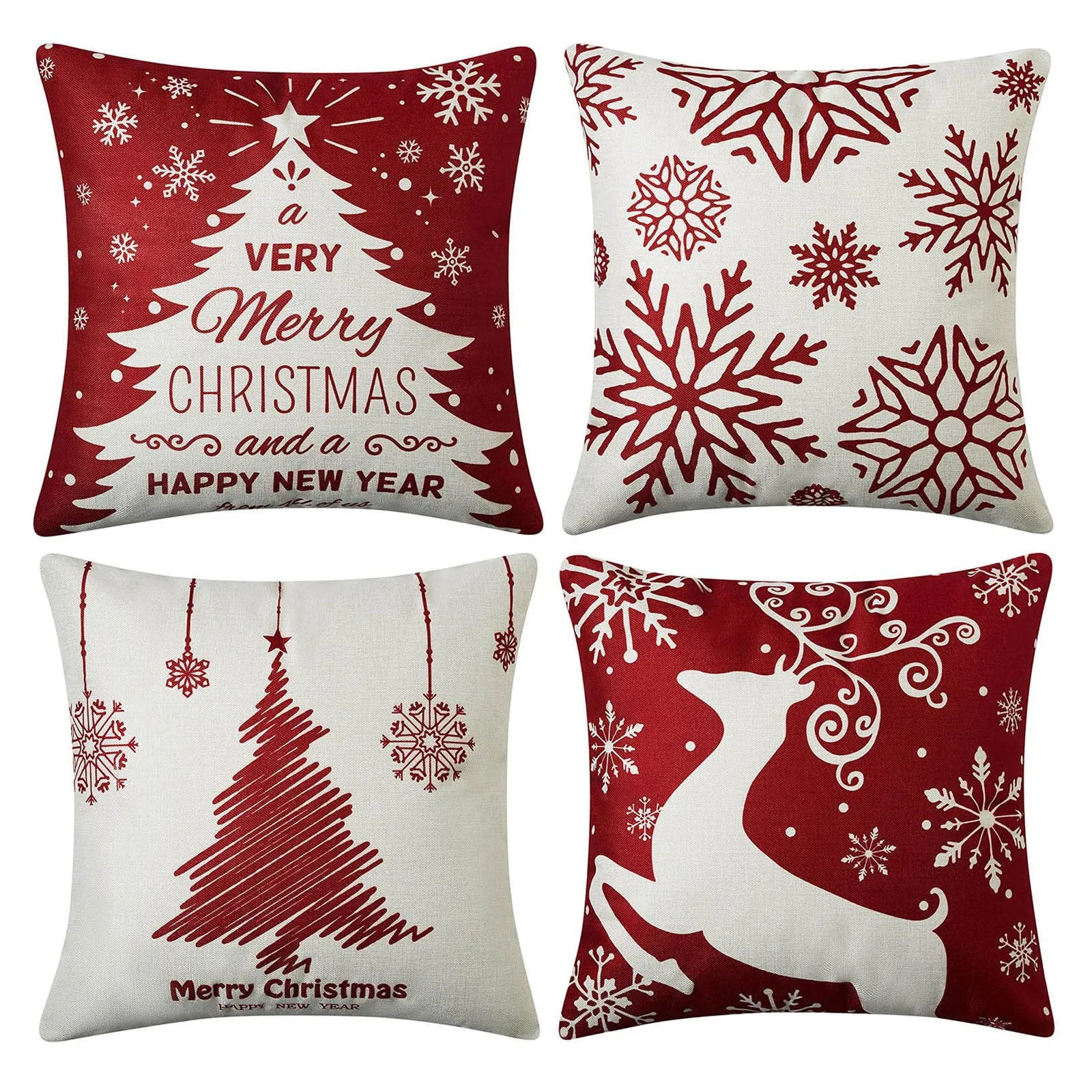 Christmas Cushion Covers Kit Four Piece Set for Cozy Homes - Caspri