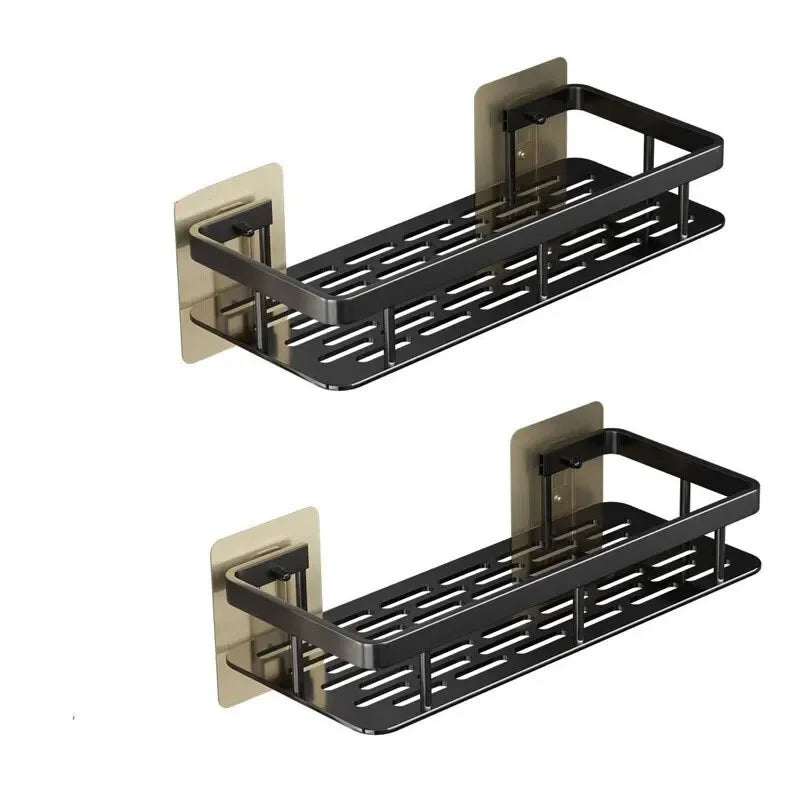 No-Drill Bathroom Corner Storage Shelf, Aluminium Wall Rack – Caspri