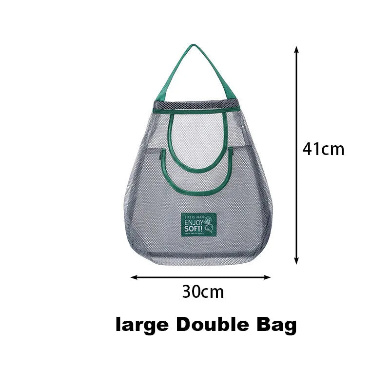 Reusable Kitchen Storage Bags, Hanging Mesh Food Bag with 1 or 2 Compartments – Caspr