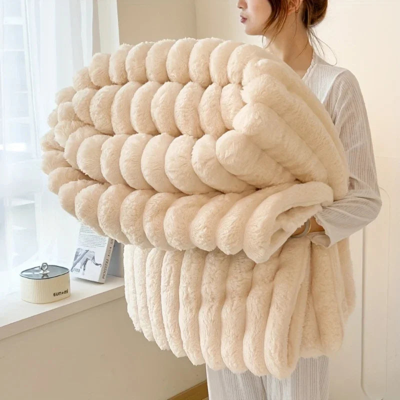 Bedding Set Fleece Striped King Size Cosy - Caspri