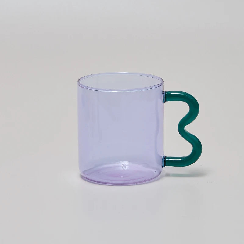 Colourful Glass Mug 300ml Heatproof Waved Design – Caspri