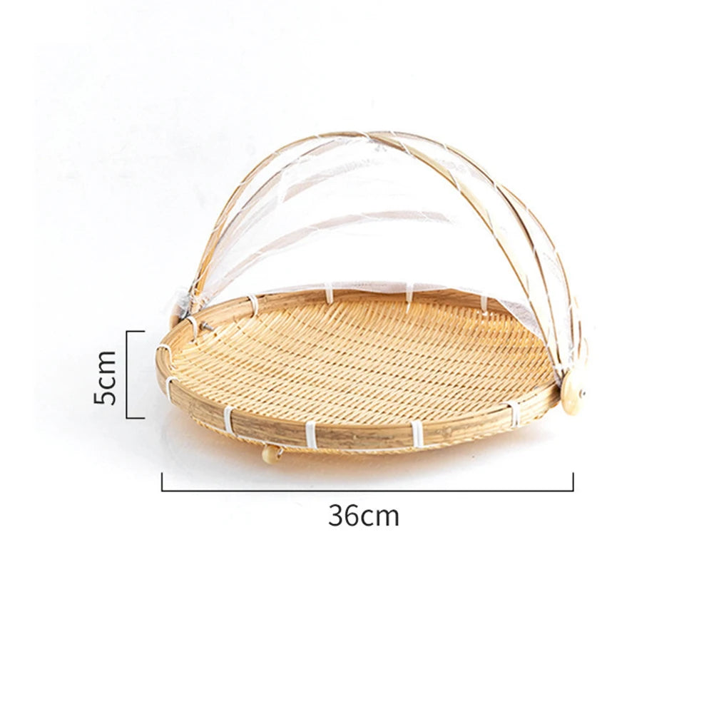 Kitchen Storage Bamboo Basket with Mesh Lid – Caspri
