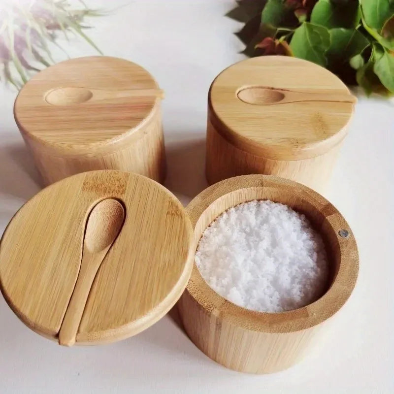 Bamboo Spice Jars Condiment Box Set with Lids – Caspri