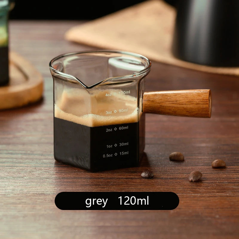 Glass Espresso Measuring Cup with Wooden Handle – Caspri