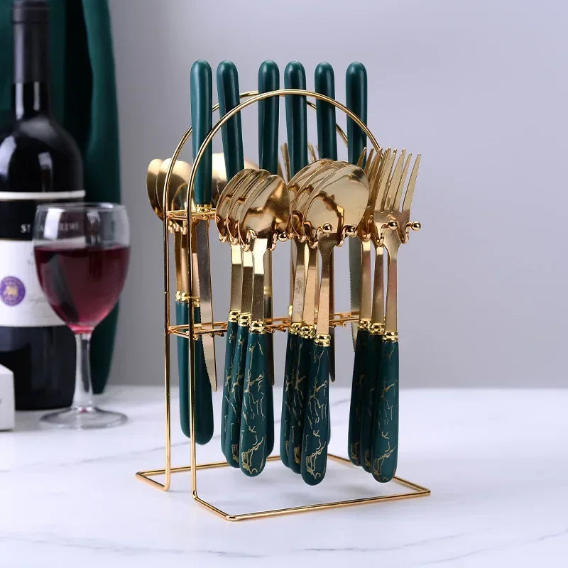 Gold 24 Piece Cutlery Set Premium For Elegant Dining Hosts - Caspri