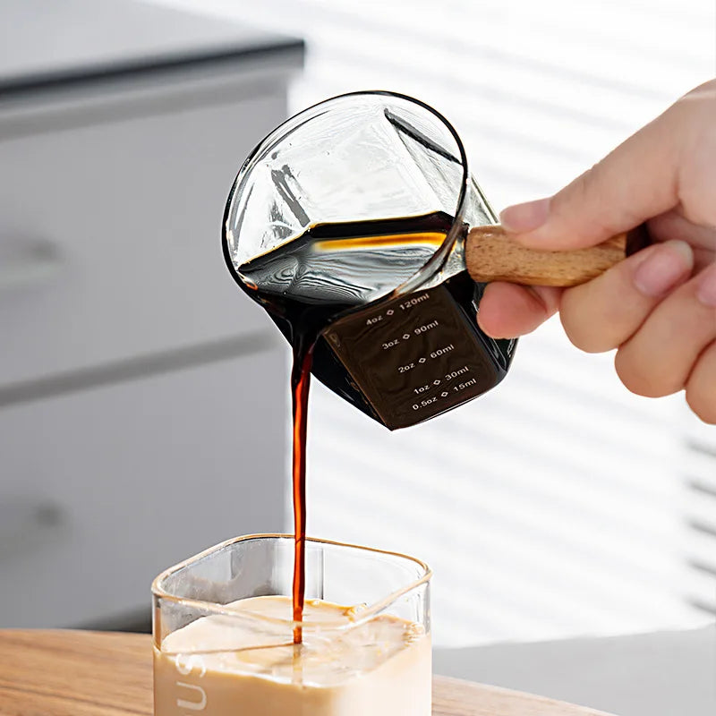 Glass Espresso Measuring Cup with Wooden Handle – Caspri