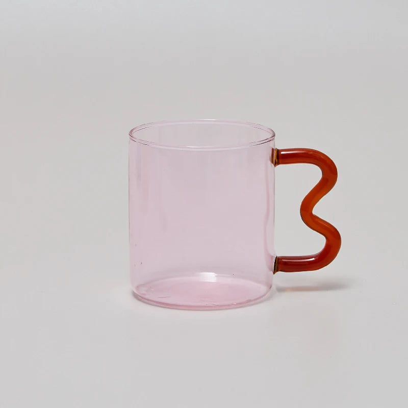 Colourful Glass Mug 300ml Heatproof Waved Design – Caspri