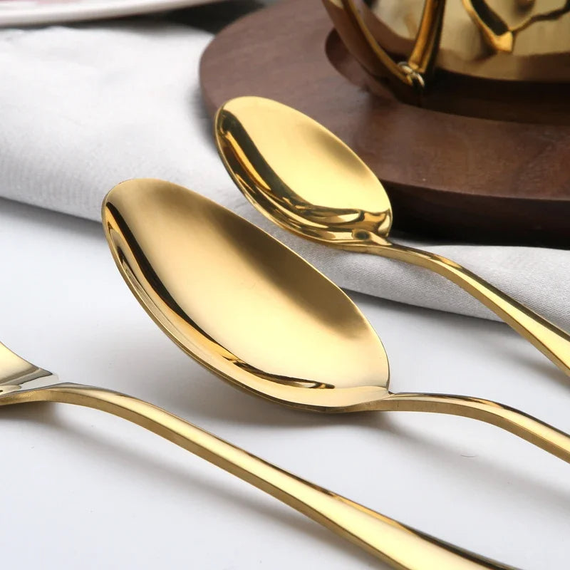 Gold Stainless Steel Cutlery Set For Elegant Entertaining - Caspri