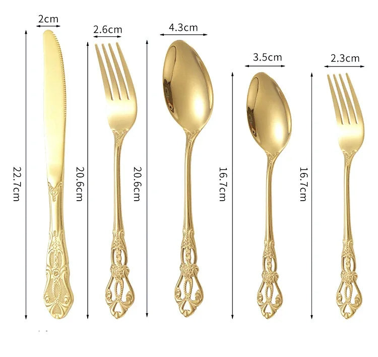 Gold Stainless Steel Cutlery Set For Elegant Entertaining - Caspri