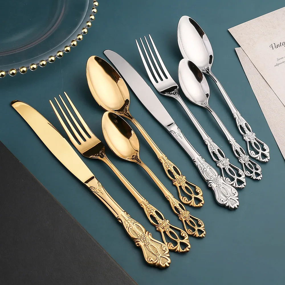 Gold Stainless Steel Cutlery Set For Elegant Entertaining - Caspri