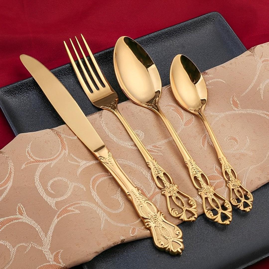 Gold Stainless Steel Cutlery Set For Elegant Entertaining - Caspri