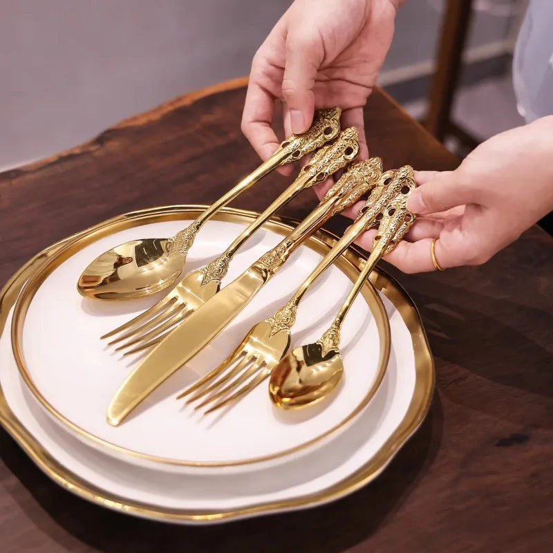 Gold Stainless Steel Cutlery Set For Elegant Entertaining - Caspri