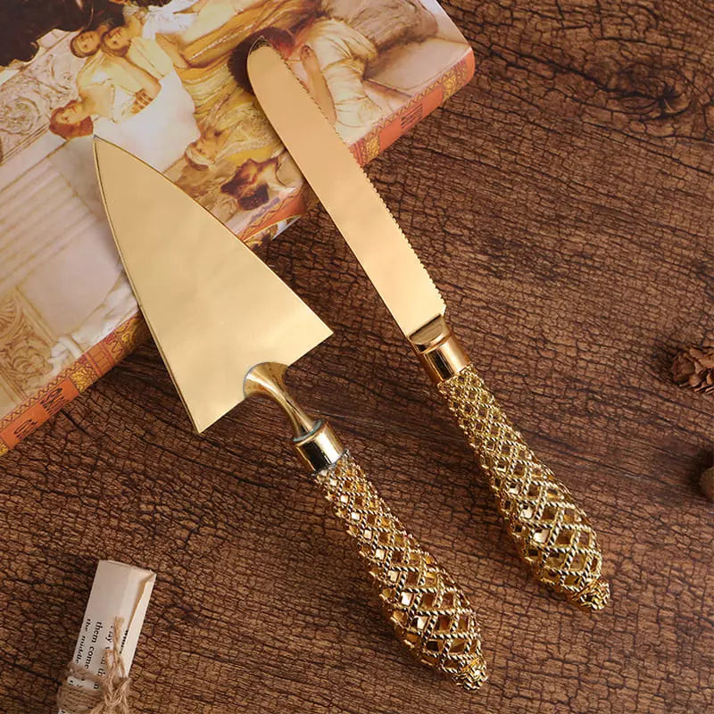 Elite Cake Spatula Set With Golden Knife For Home Bakers - Caspri