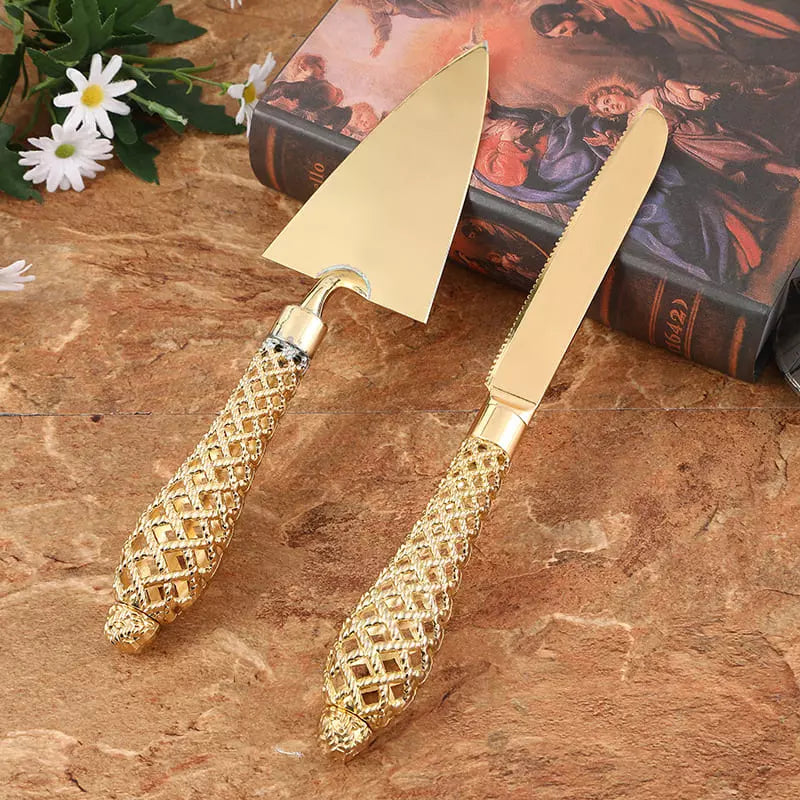 Elite Cake Spatula Set With Golden Knife For Home Bakers - Caspri