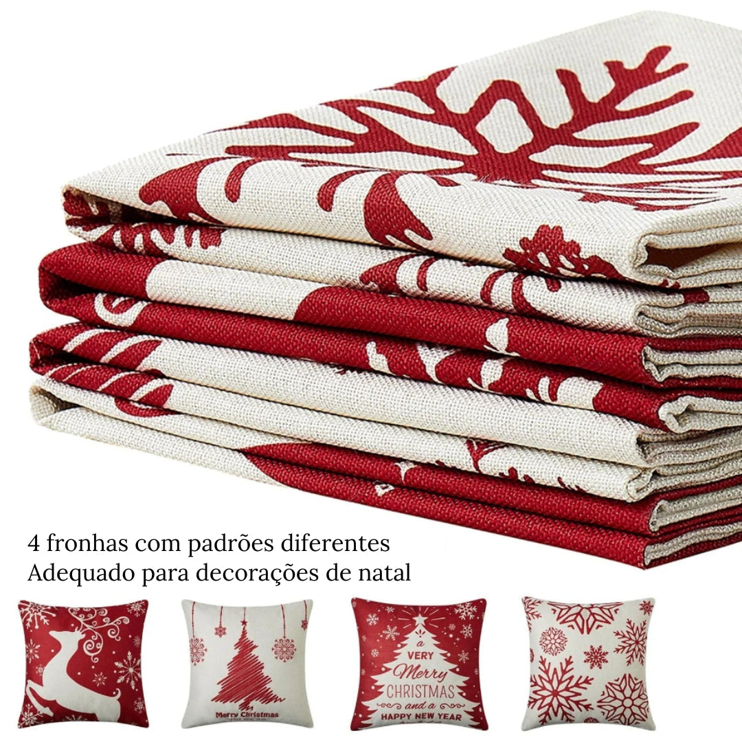 Christmas Cushion Covers Kit Four Piece Set for Cozy Homes - Caspri