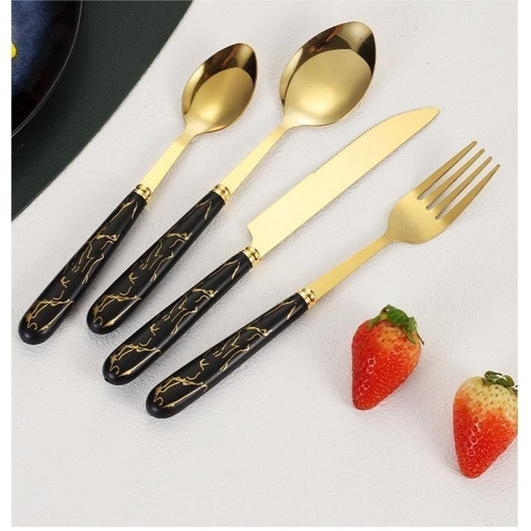 Gold 24 Piece Cutlery Set Premium For Elegant Dining Hosts - Caspri