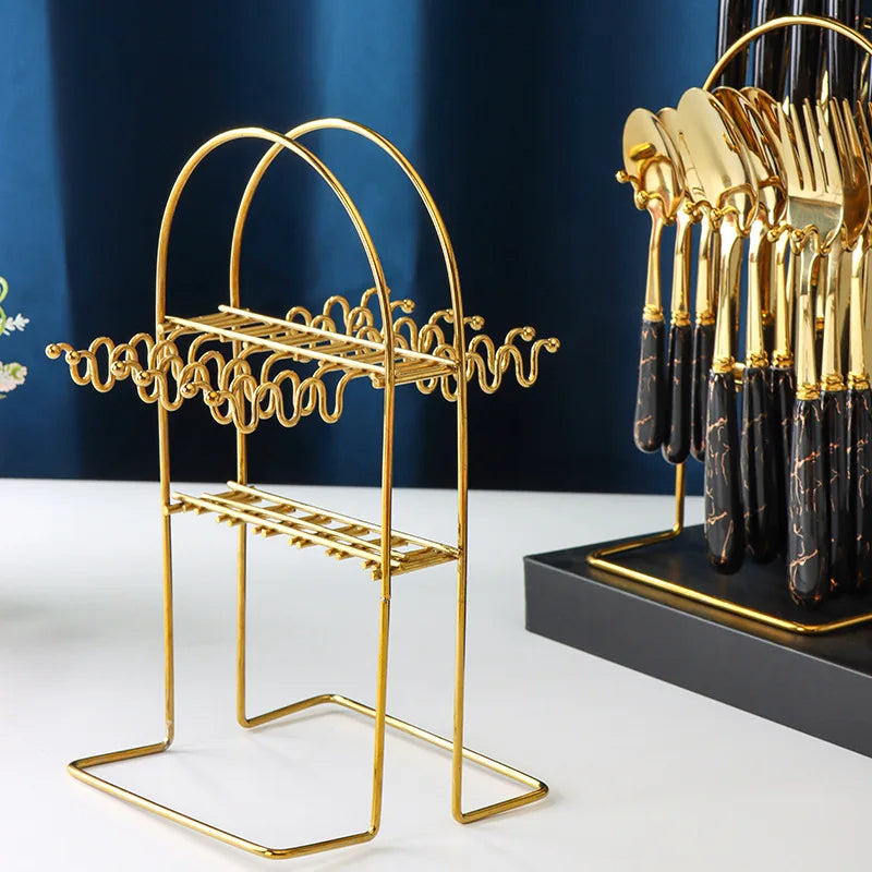 Gold 24 Piece Cutlery Set Premium For Elegant Dining Hosts - Caspri