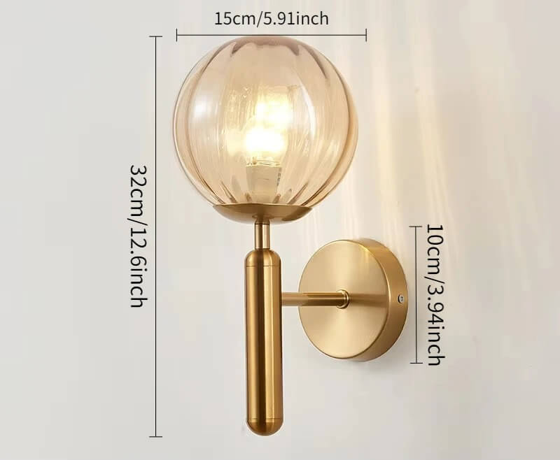 Modern Glass Wall Light with Brass Finish | Bedside & Living Room Wall Sconce