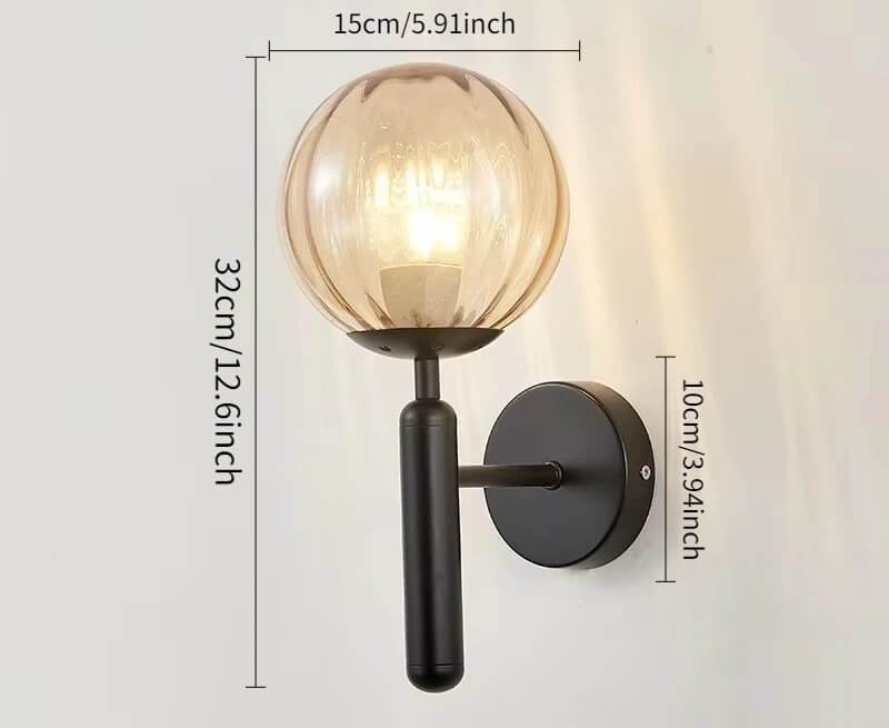 Modern Glass Wall Light with Brass Finish | Bedside & Living Room Wall Sconce