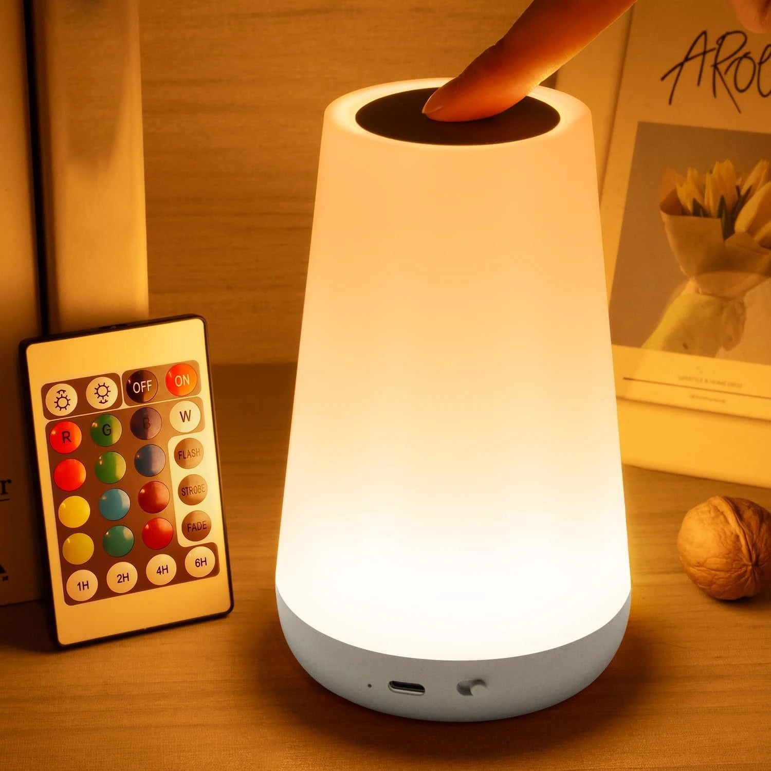 RGB LED Table Lamp with Remote Control | Colour Changing Bedside Night Light